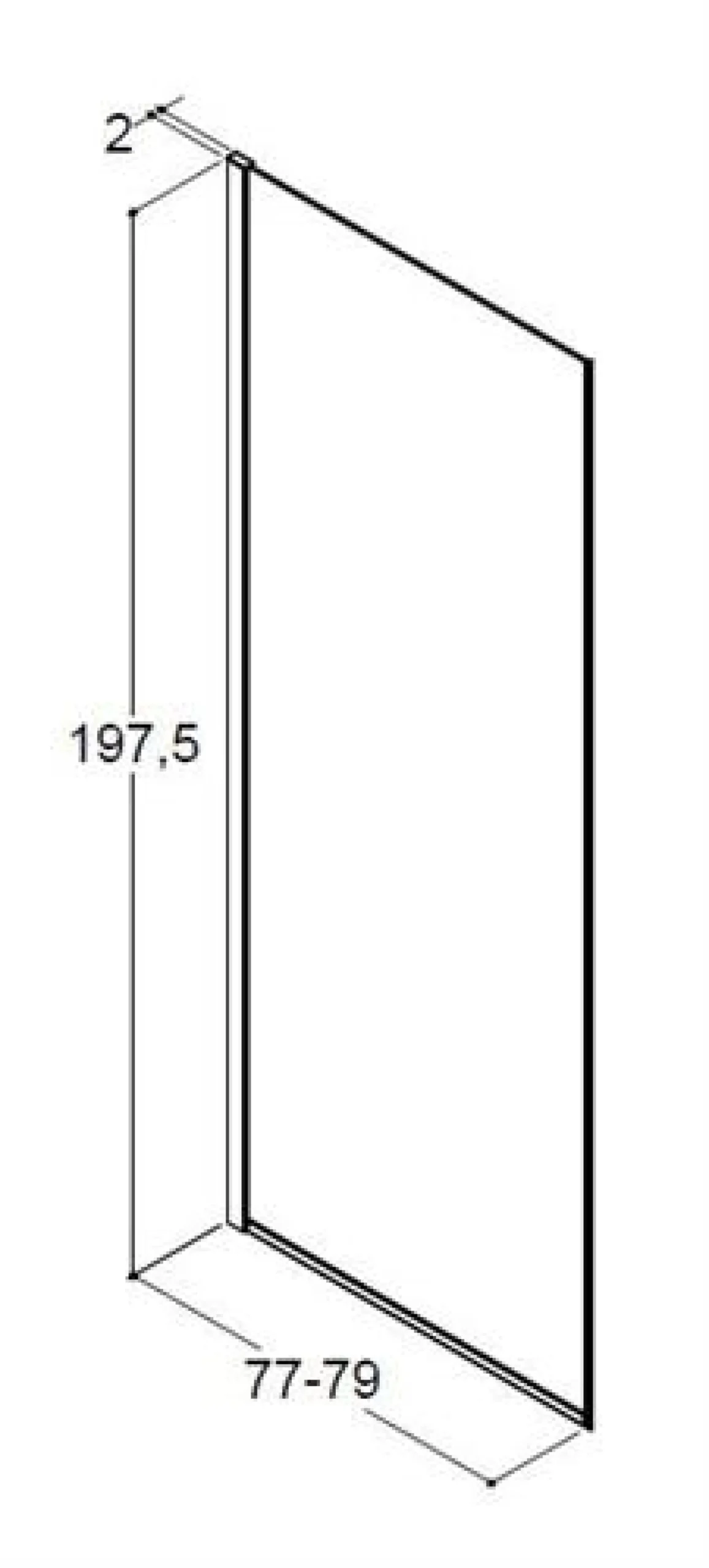 Dansani Match Fast væg 200*77-79 cm, klart glas