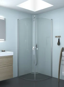 Dansani Match Halvrund Brusedør, 200 cm, 77-79 cm, Klart Glas
