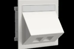 Dataudtag vinklet til keystone, hvid RAL9003/70