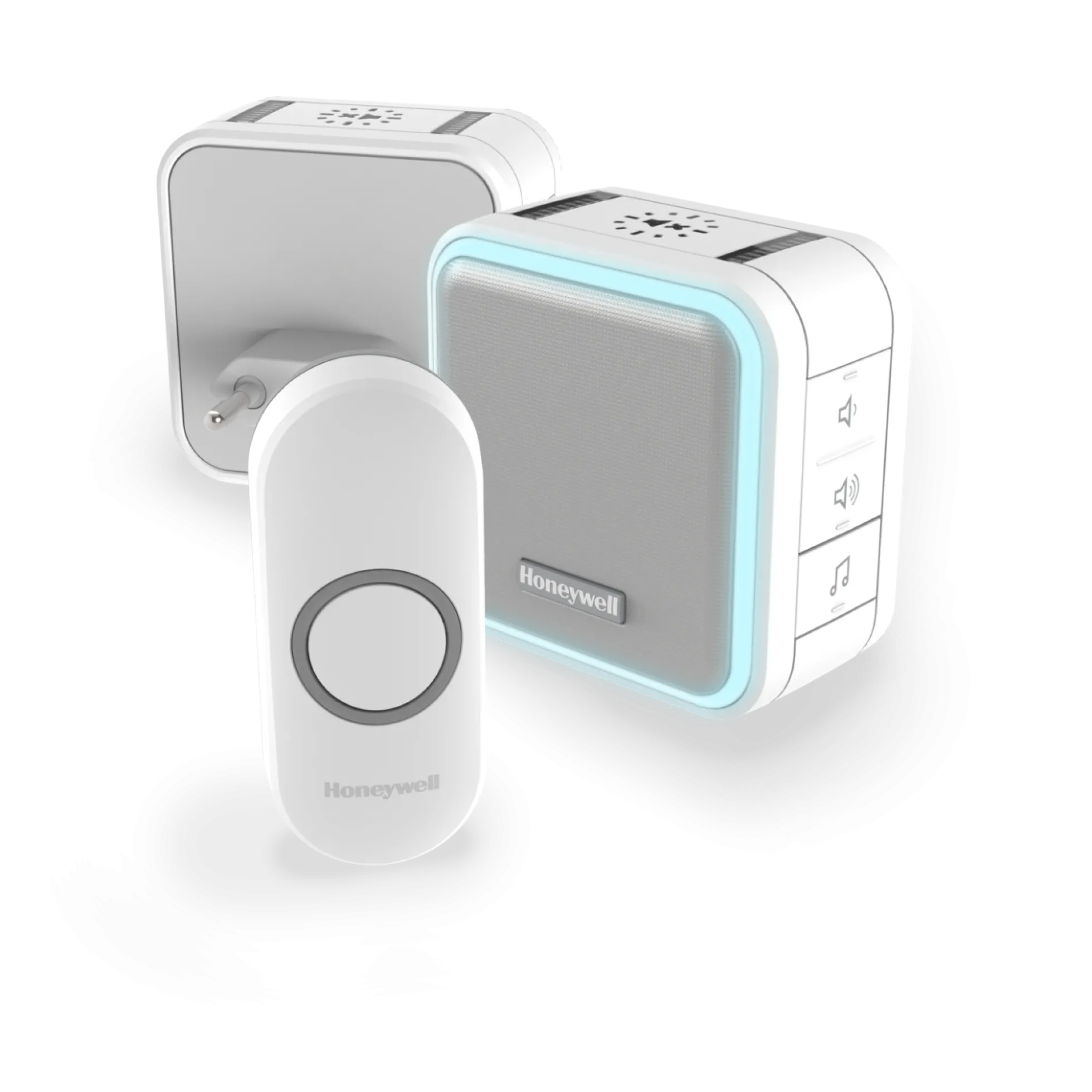 DC515NHGP2 Trådløs Dørklokke plug-in 230V, 1 Ringetryk 84dB hvid 150M