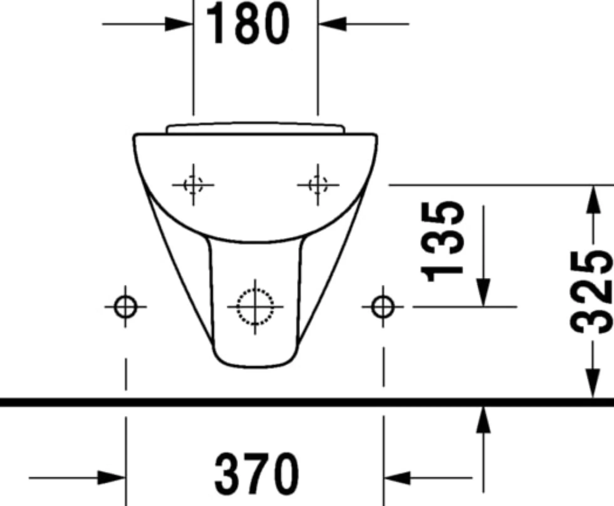 D-code vægbidet, 48 cm, compact med hanehul