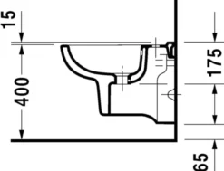 D-code vægbidet, 48 cm, compact med hanehul