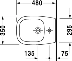 D-code vægbidet, 48 cm, compact med hanehul