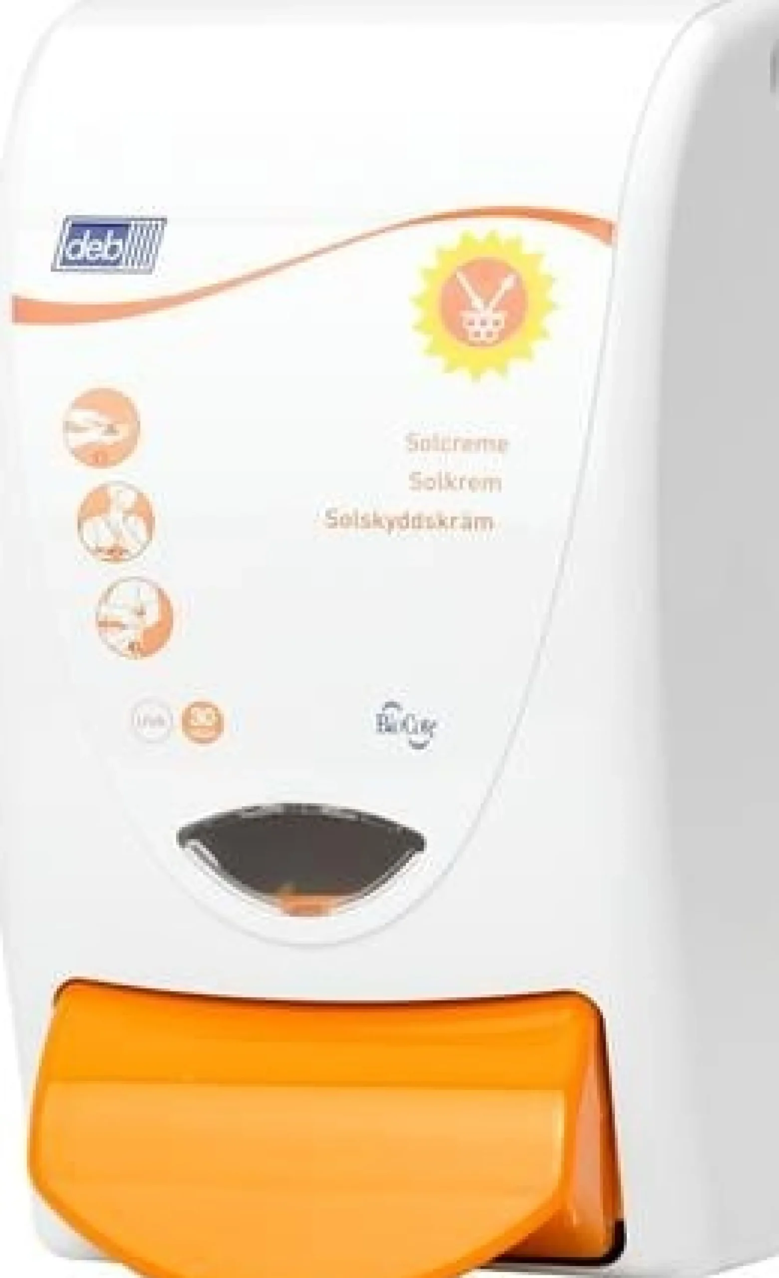 Deb Stoko Sun Dispenser, 1 liter, hvid/orange