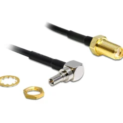 DeLOCK adapter, CRC-9 han vinklet 90° - ret SMA hun, 0,2m, sort