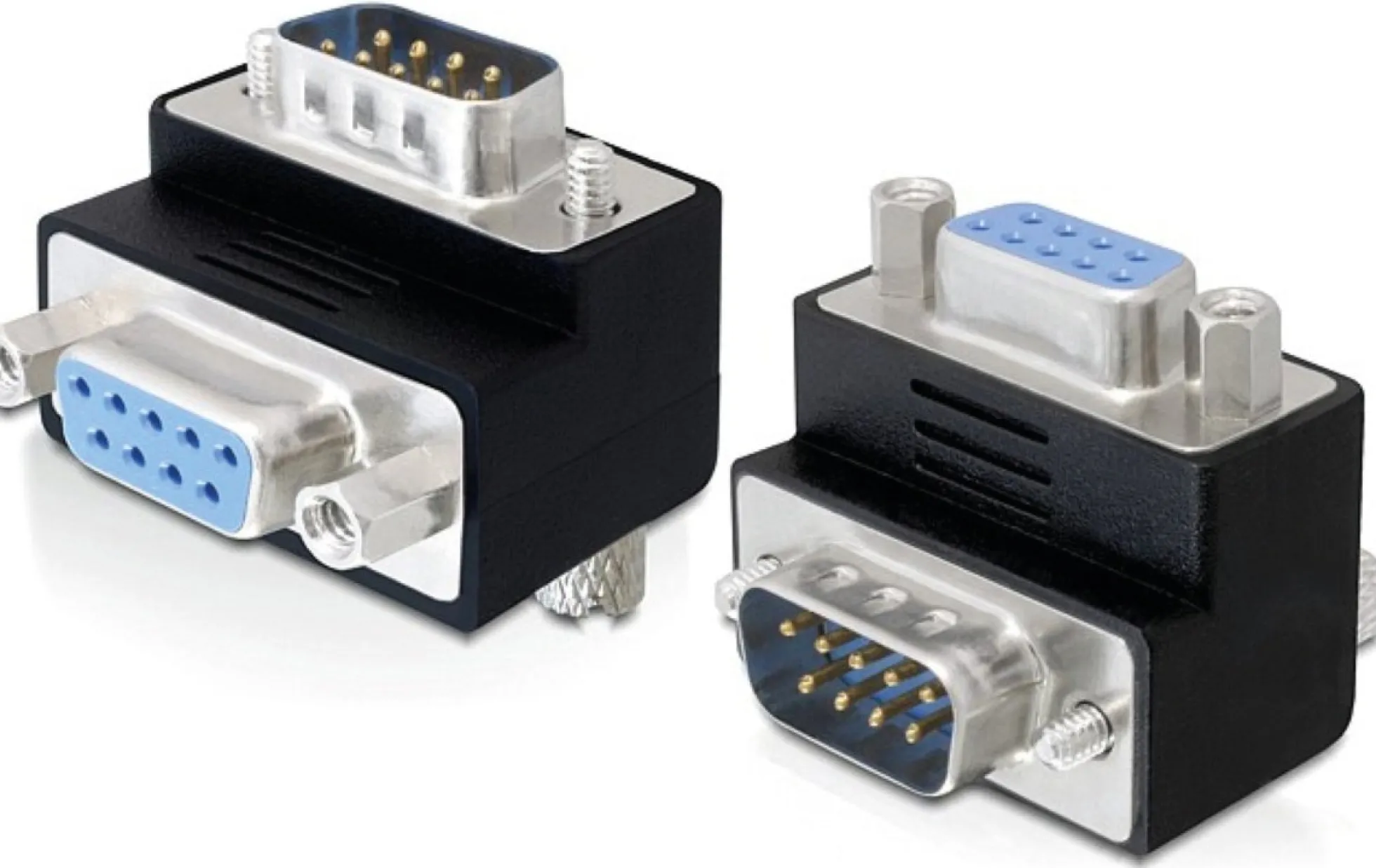DeLOCK adapter, DB9 han - DB9 hun, vinklet 270ø, sort