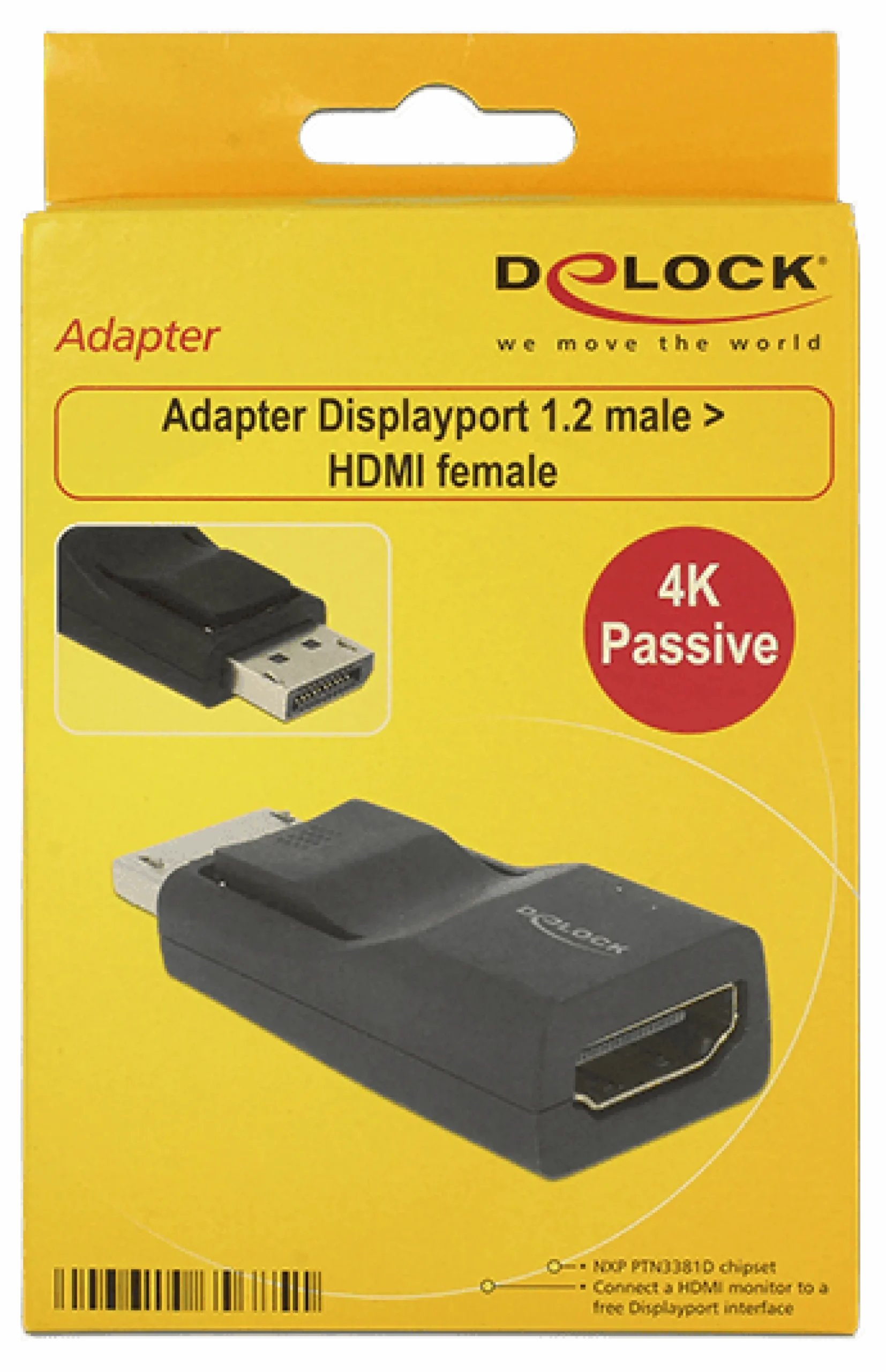 Delock Adapter Displayport 1.2 han > HDMI hun 4K Passiv sort