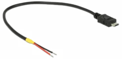 Delock Cable USB 2.0 Micro-B male > 2 x open wires power 20 cm
