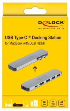 Delock docking station til MacBook, Dual HDMI 4K / PD / Hub