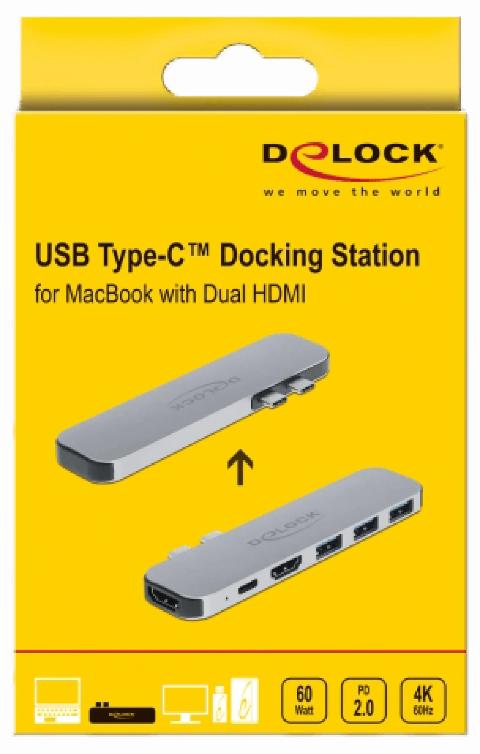 Delock docking station til MacBook, Dual HDMI 4K / PD / Hub