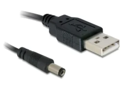 DeLock 82197 kabel USB Power to DC 5.5 x 2.1 mm han 1.0m, sort