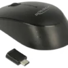 Delock optisk 3-knaps mini mus, USB Type-C, 2.4 GHz trådløs, sort
