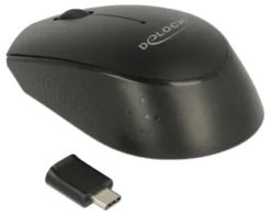 Delock optisk 3-knaps mini mus, USB Type-C, 2.4 GHz trådløs, sort