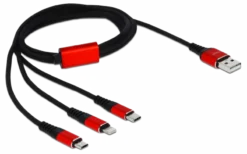 Delock USB Charging Cable 3 in 1 for Lightning™ / Micro USB / USB Type