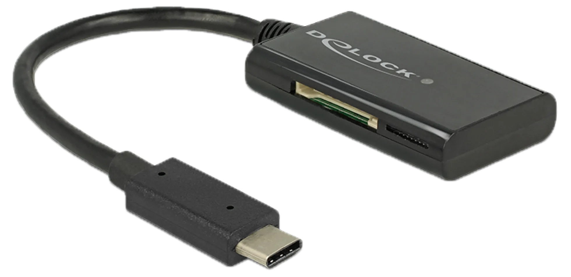 Delock USB 3.1 Gen 1 Card Reader, USB-C han, 4 Slots, sort