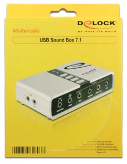 DeLOCK USB 2.0 lydkort, 7.1, tilslutninger til hovedtelefoner, højtaler