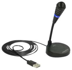 Delock USB Mikrofon with base and Touch-Mute Button, sort