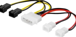 DELTACO Adapterkabel til blæser, fra 4-pin til 4x3-pin