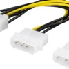 DELTACO Adapterkabel, 2xMolex 4-pin til 8-pin PCI-Express, 30 cm