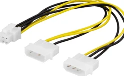 DELTACO Adapterkabel 2x4-pin til 6-pin PCI-Express, 25cm