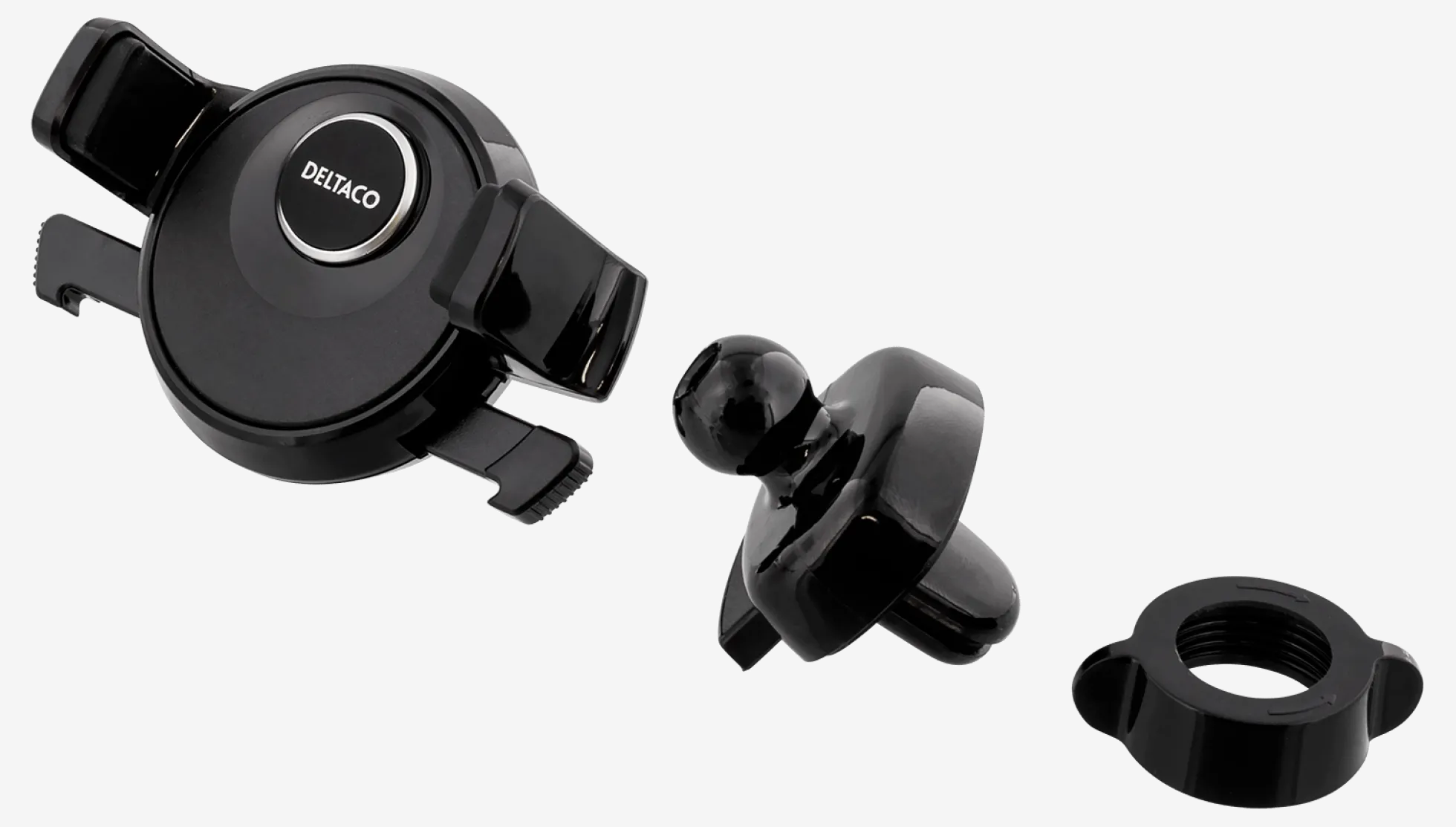 DELTACO Air vent Bil holder, til smartphones 60-88mm, roterbar, sort