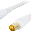 DELTACO antennkabel, 75 Ohm, guldbelagte stik, 3m, hvid