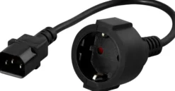 DELTACO apparatadapter, IEC C14 han til CEE 7/4 (Schuko) hun, 0,2m