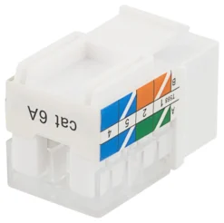 DELTACO Cat6A Keystone jack, LSA/110 termination, plastic, 90, hvid