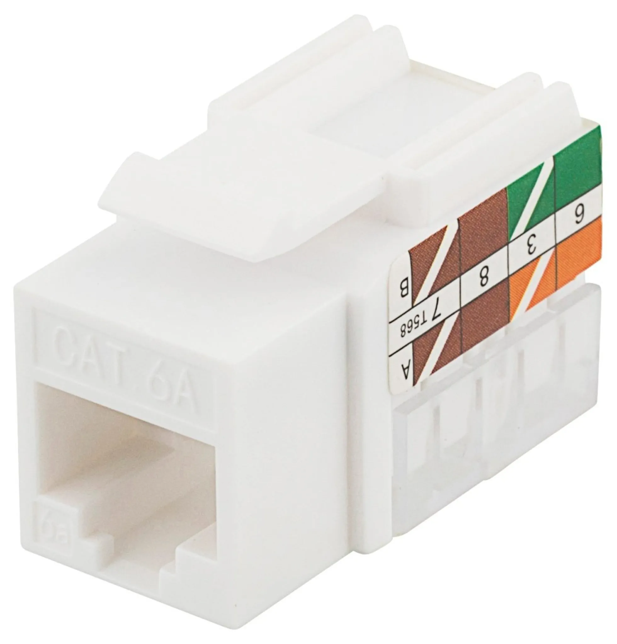 DELTACO Cat6A Keystone jack, LSA/110 termination, plastic, 90, hvid