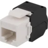 DELTACO Cat6A Keystone jack, toolless clamp termination, plastic, hvid