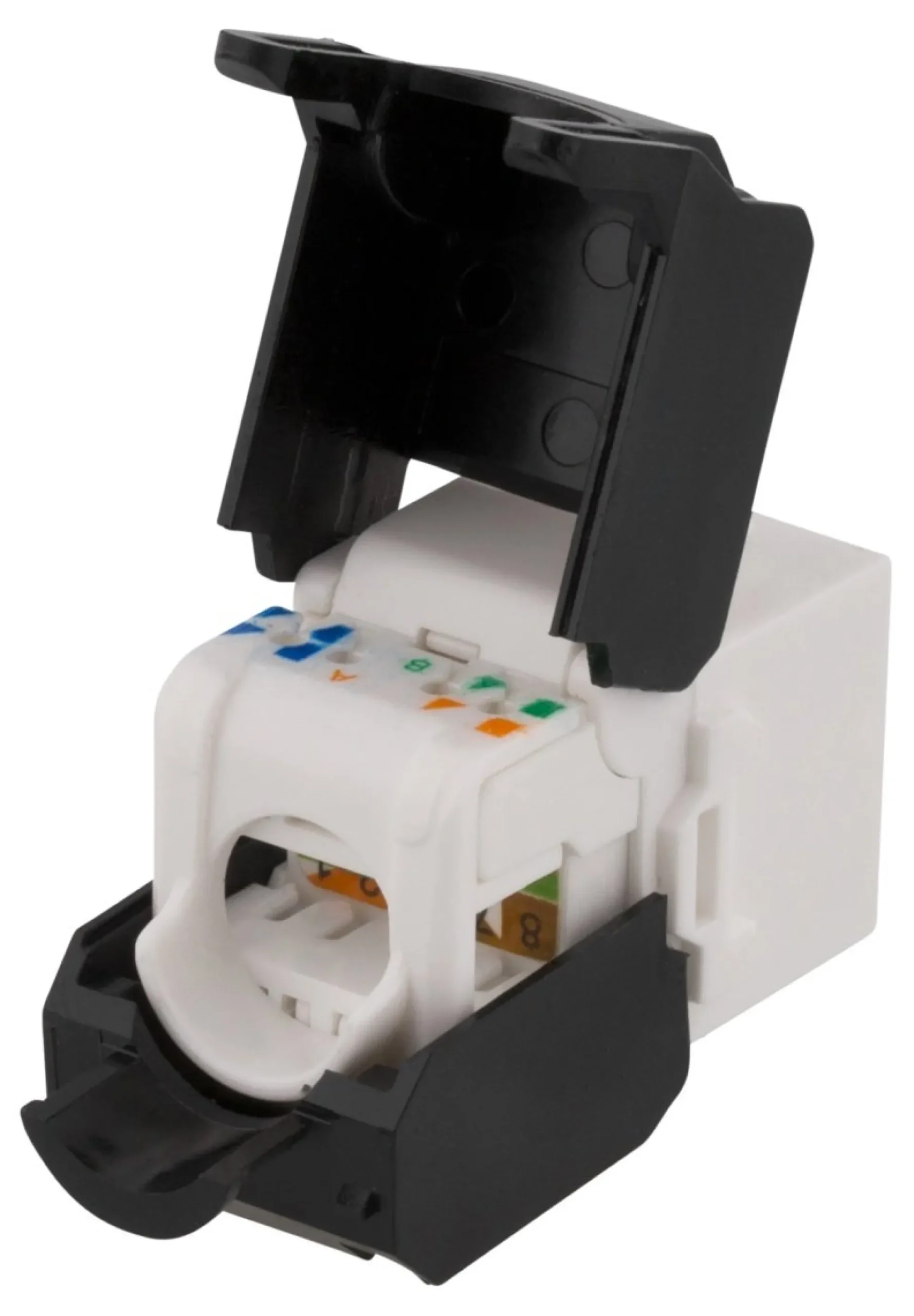 DELTACO Cat6A Keystone jack, toolless clamp termination, plastic, hvid