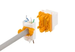 DELTACO Cat6A Keystone jack, toolless, plastic, hvid/orange