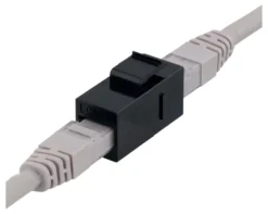 DELTACO Cat6 Keystone coupler, unshielded, 2xRJ45, plastic, 180, sort