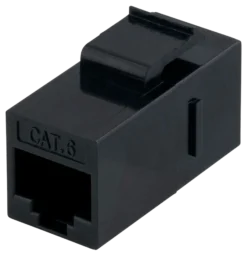 DELTACO Cat6 Keystone coupler, unshielded, 2xRJ45, plastic, 180, sort