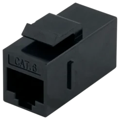 DELTACO Cat6 Keystone coupler, unshielded, 2xRJ45, plastic, 180, sort