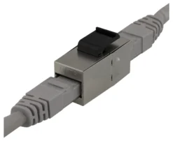 DELTACO Cat6 Keystone coupler, shielded, 2xRJ45, plastic, 180, metal