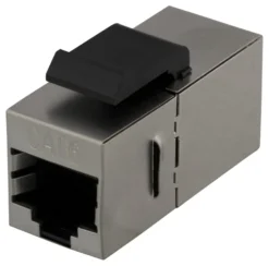 DELTACO Cat6 Keystone coupler, shielded, 2xRJ45, plastic, 180, metal