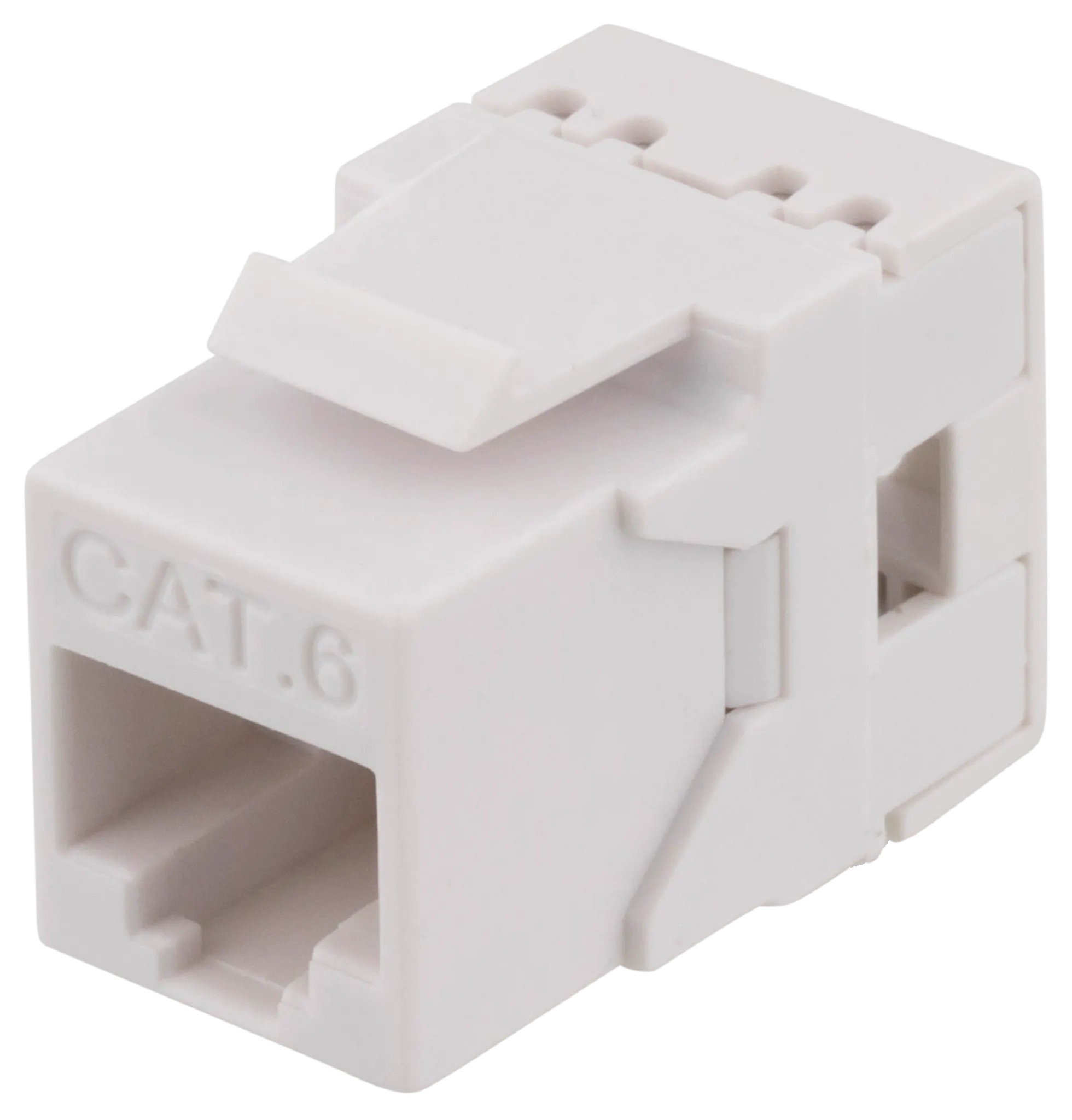 DELTACO Cat6 Keystone jack, LSA/110 termination, plastic, 180, hvid