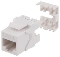 DELTACO Cat6 Keystone jack, LSA/110 termination, plastic, 180, hvid