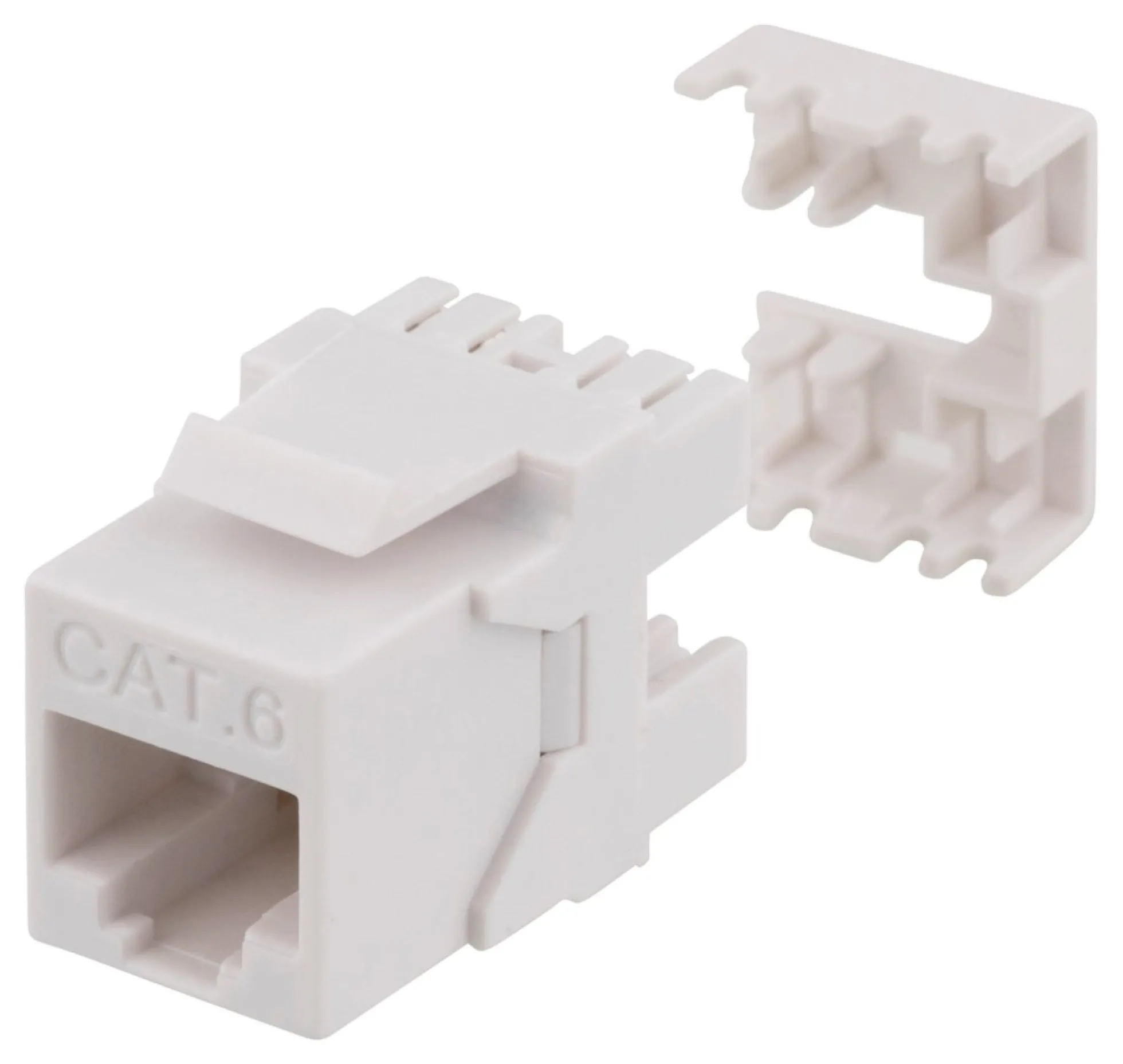 DELTACO Cat6 Keystone jack, LSA/110 termination, plastic, 180, hvid