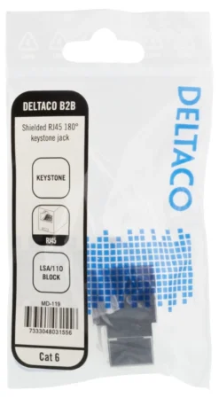 DELTACO Cat6 shielded Keystone jack, LSA/110 termination, plastic, 180