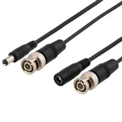 DELTACO coaxial cable with BNC and power, BNC m - m, 2,1mm, 3m, sort