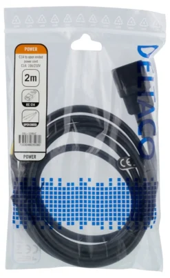 DELTACO C14 to open ended power cord, 2m, IEC C14, 10A, sort