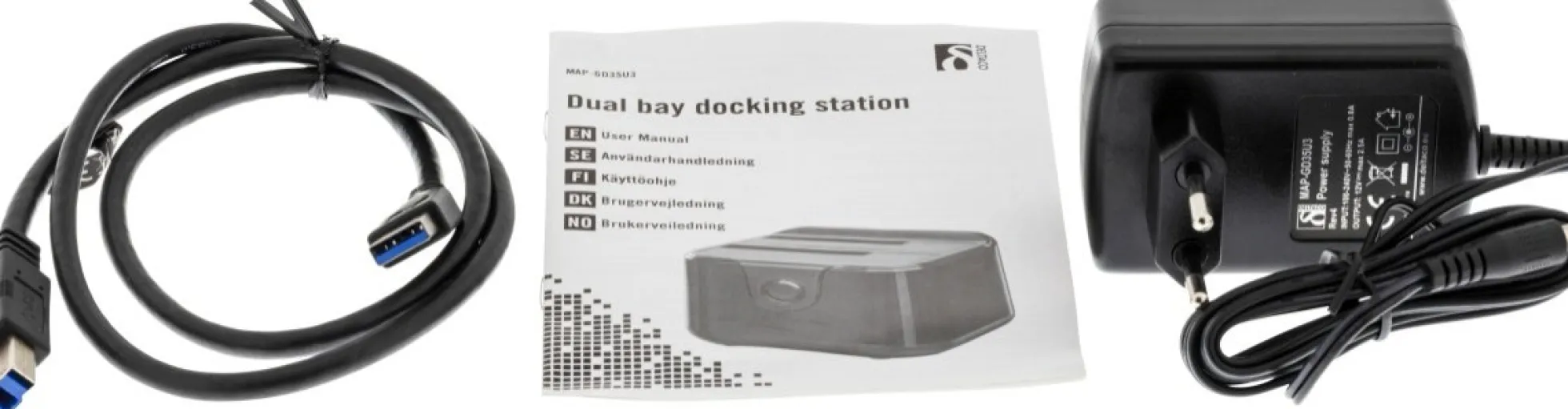DELTACO Direkte docking til dobbelt 2,5" og 3,5" SATA-harddiske, SA