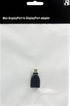 DELTACO DisplayPort-adapter, Mini DisplayPort 20-pin han til DisplayPort 20-pin hun, med lyd, 0,2 meter, sort, understøtter 3840x2160 30Hz