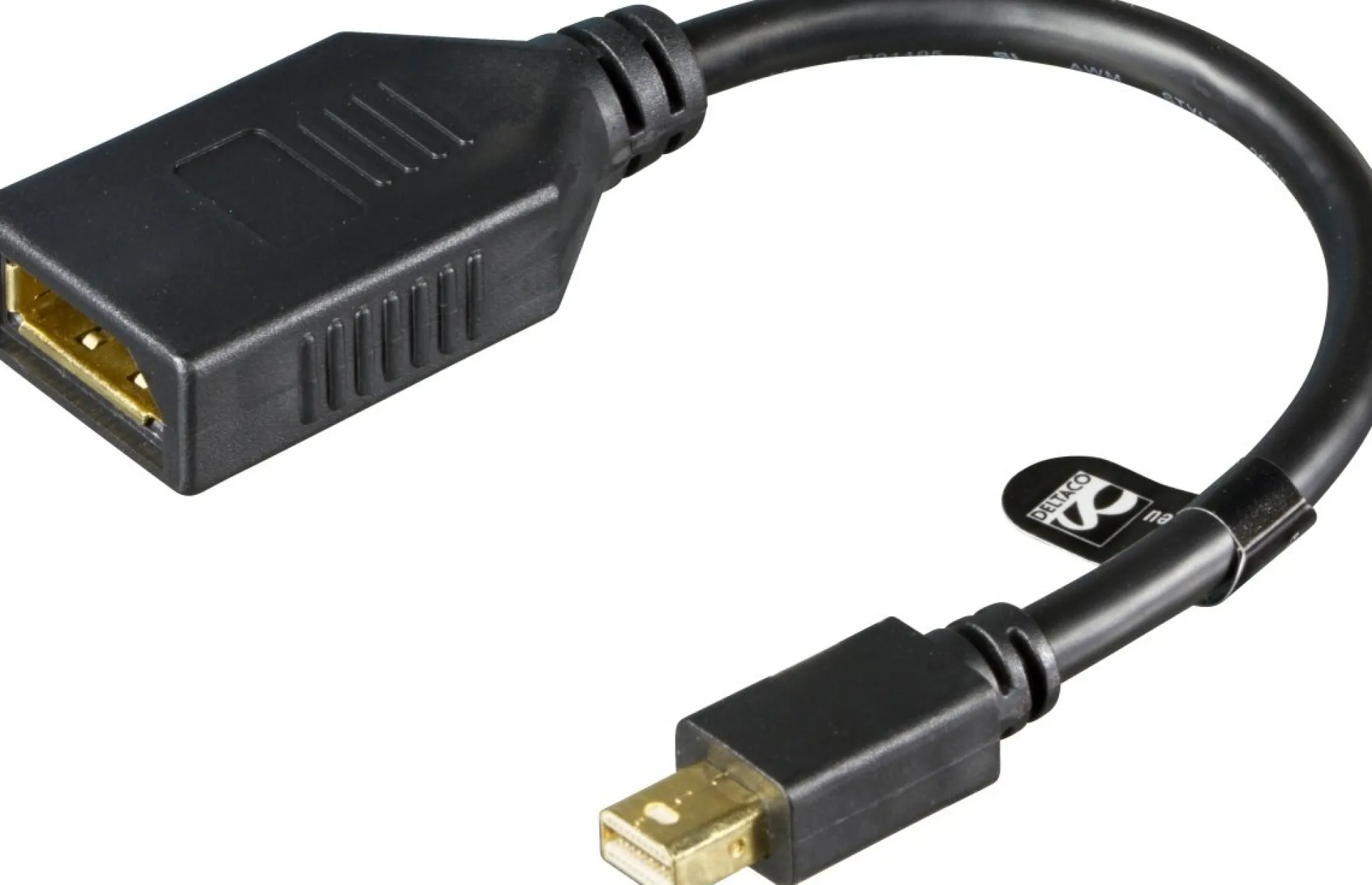 DELTACO DisplayPort-adapter, Mini DisplayPort 20-pin han til DisplayPo