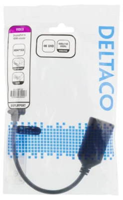 DELTACO DisplayPort - HDMI adapter, 4096x2160 60Hz, 0.1m, sort