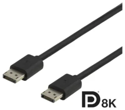 DELTACO DisplayPort kabel, DP 1.4, 7680x4320 i 60Hz, 3m, sort