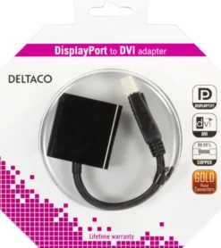 DELTACO DisplayPort til DVI-D Single Link adapter, 20-pin han til 24+1
