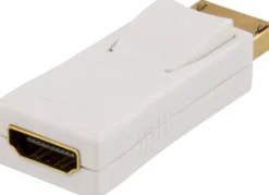 DELTACO DisplayPort til HDMI adapter, han-hun, hvid